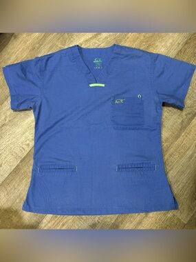 Iguana med Royal Blue V-Neck Scrubs
